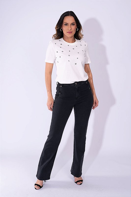 CALCA RETA JEANS BLACK