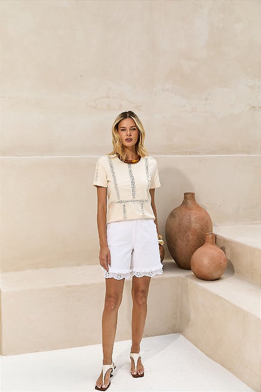 SHORTS BRANCO BARRA LAISE